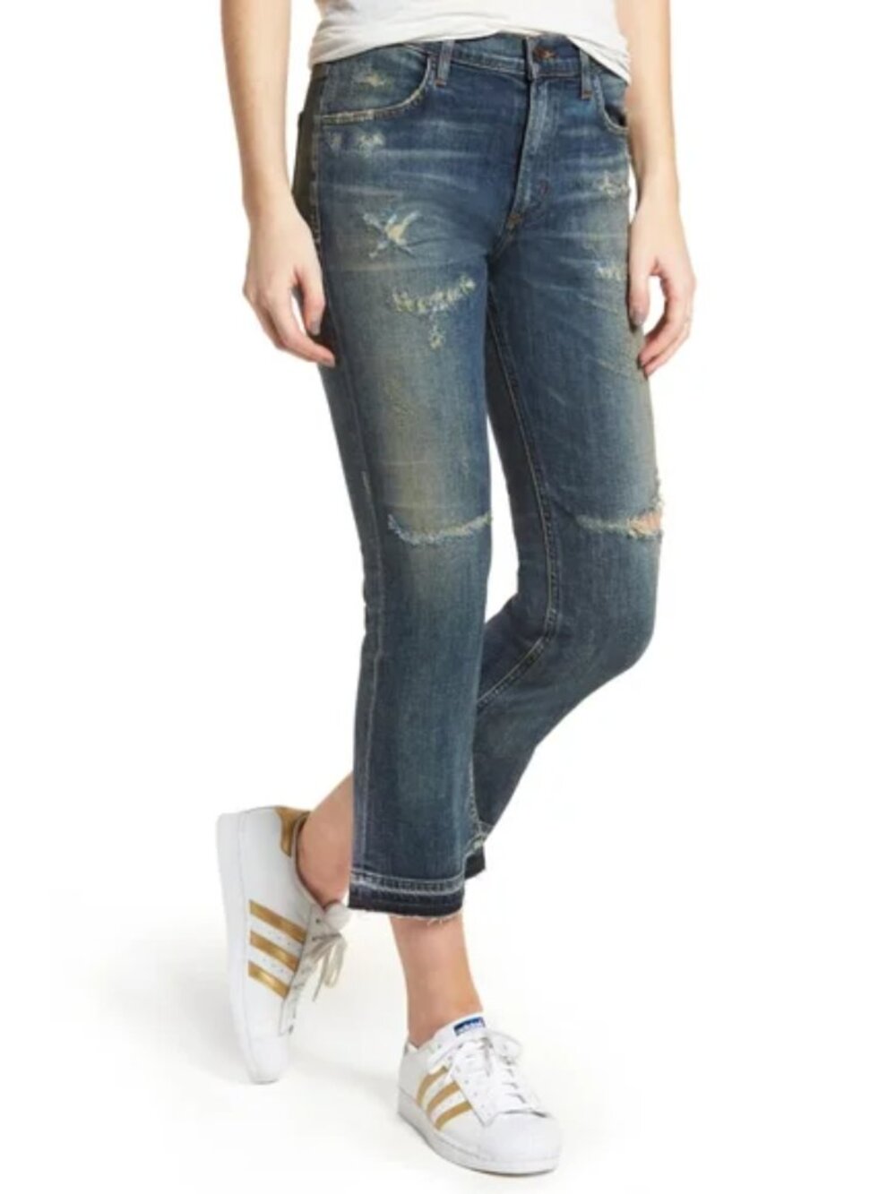 Citizens of Humanity Drew Crop Flare Jeans Size 28 Premium Vintage Rip It Up NWT